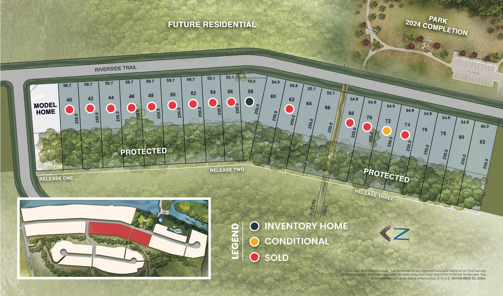 Siteplan of Haven, showing lot availability.